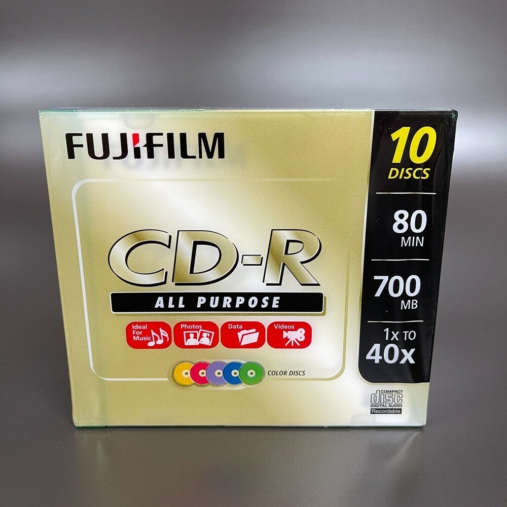 Fujifilm CD-R 10 Discs 80 minutes 700 MB 1x to 40x Color CDs with‎ Cases